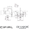 Cifial 31130TB U Techno 300 3 Hole Deck Basin Mixer Tap Dimensions